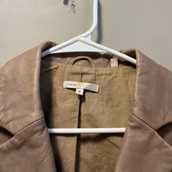 Vince Fitted Leather Blazer‎ Size Medium Tan - Picture 6 of 6